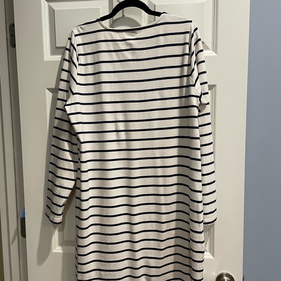 NWOT, JCREW Factory Blue and Cream Striped Long Sleeve dress, Size XL - Picture 2 of 5